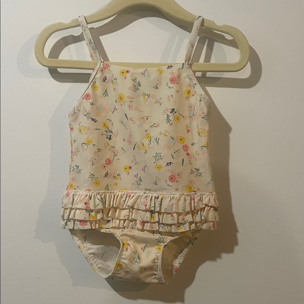 Petite Bateau Floral Ruffle Swimsuit 12 Month
